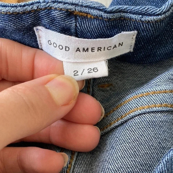 Good American good legs high rise stretch distressed raw hem ankle jeans 2/26 - Picture 7 of 8